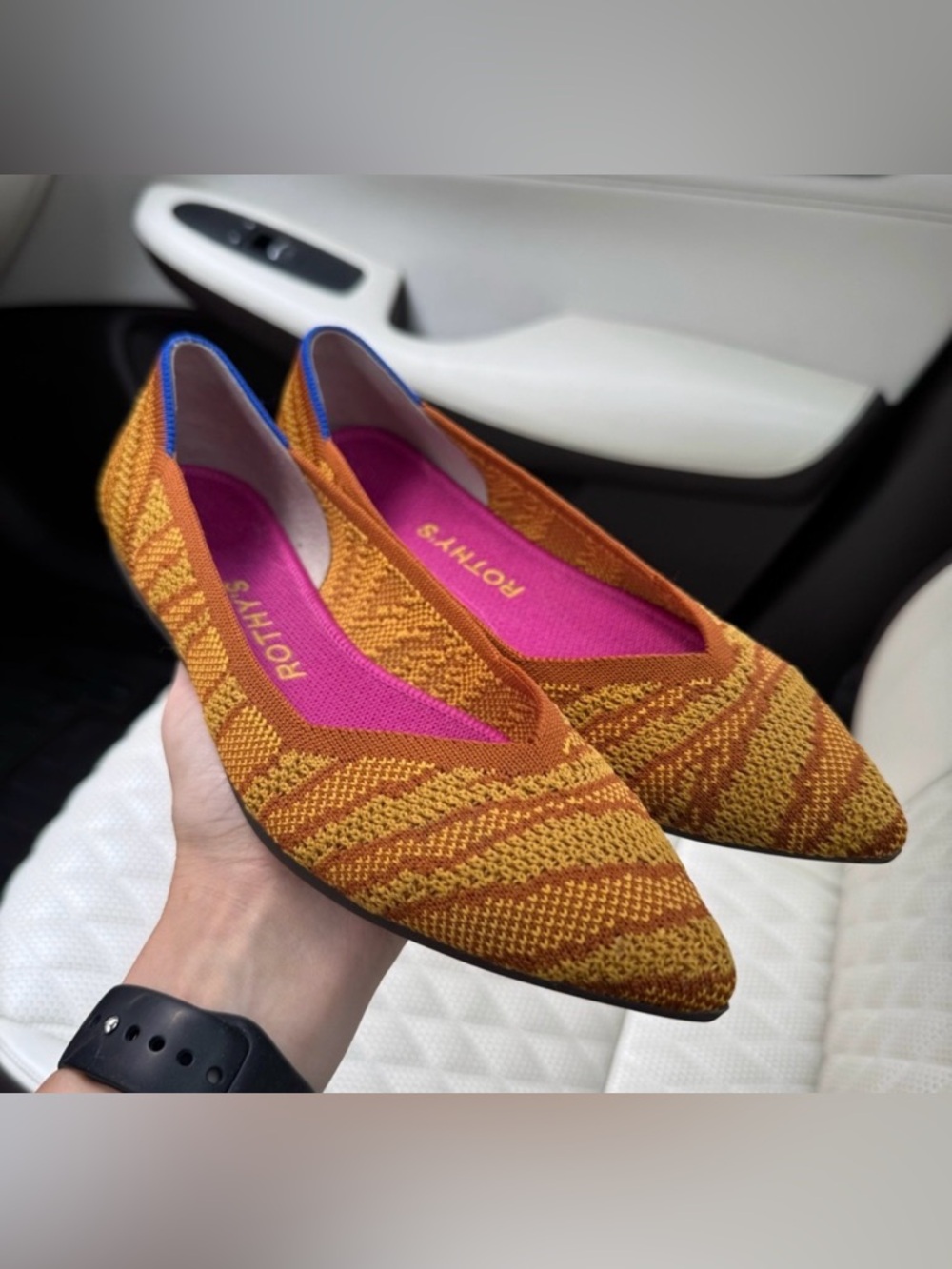 Rothys Rare Golden Zebra The Point Flats 6 Retired Color Pattern